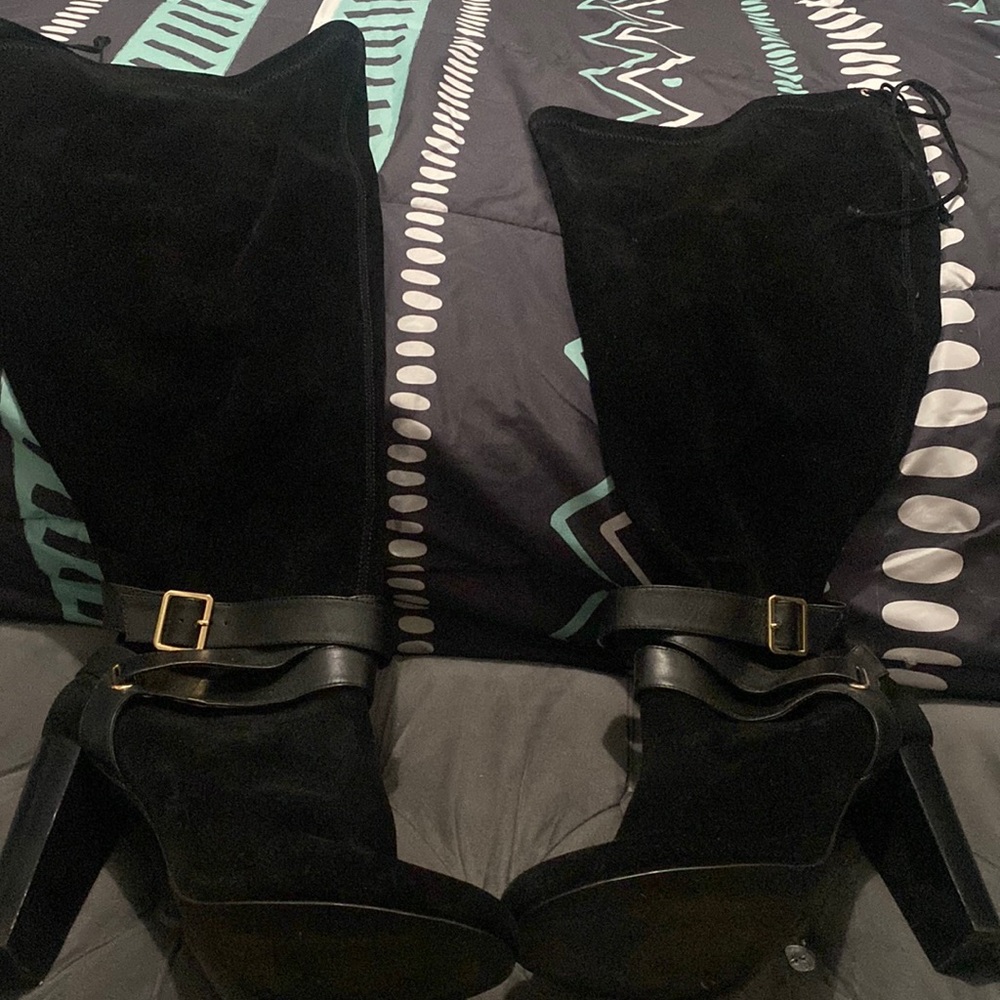 black Lthrharness heel women size 12
